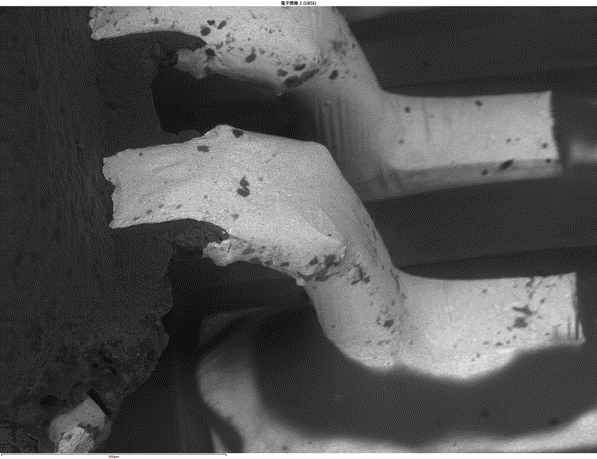 SEMによる 反射電子イメージング：ICチップ　はんだ表面