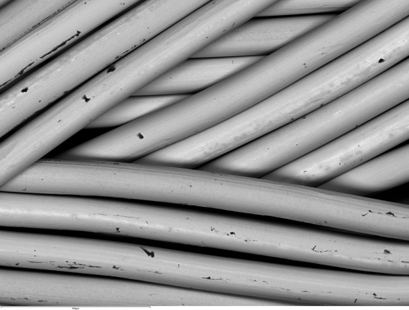 SEMによる 反射電子イメージング：編込金属線