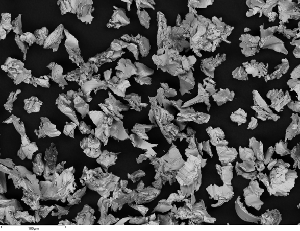 SEMによる 反射電子イメージング：﻿混合金属粉（銅、白銅、真鍮、りん青銅、ステンレス）