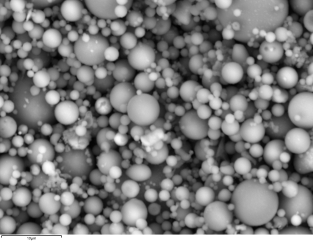 SEMによる 反射電子イメージング：フライアッシュ（セメント工場飛灰）