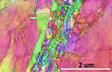 Orientation map of a nanocrystalline shear band in an Al alloy